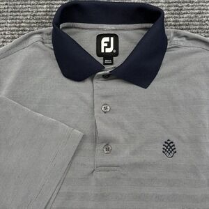 FootJoy Mens Size Medium Performance Short‎ Sleeve Golf Polo Grey Silver Striped